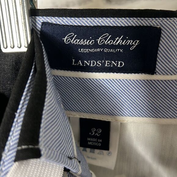 Lands End Traditional Fit Dark Gray Dress Pants Cuffed Size 32/28 Waist 32 Short - Picture 8 of 8